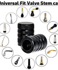 4 Piece Black Anodized Aluminum Plastic Composite Tire Valve Stem Caps With Integrated Plastic Sleeve