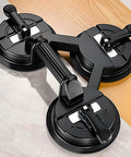 Two Cup Pro Grade Aluminum Suction Cup Glass Lifter With High Vacuum Grip for lifting glass panels and tiles, black, close-up view