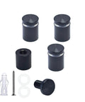 Pack Of 4 Aluminum Standoff Screws For Wall Signs And Displays Glass Or Acrylic Frame Mounting Hardware In Black Finish Three Quarter Inch By Three Quarter Inch Professional Grade Durable Floating Mounting, including screws and washers.