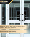 Installed Aluminum 90 Degree Offset Door Pull Black Anodized 1 Inch 10 Inch Center on commercial glass door