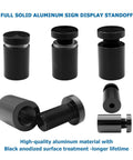 Aluminum Solid Sign Standoff Screws 12 Pack Five Eighths By Three Quarters Inch For Acrylic And Glass Displays Black Anodized Finish