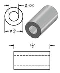 Black anodized aluminum spacer delivers precise, corrosion resistant mounting with a 3/4 inch outer diameter and 3/8 inch bore; diagram view