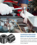 Ten Piece Aluminum Spacer Set One Quarter Inch Bore Five Eighths Inch OD One Half Inch Length Black Anodized Round Unthreaded Standoff Bushings For Do It Yourself Projects And Electronics Durable Corrosion Resistant shown with engine and mechanic using wrench