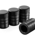 4 Piece Black Anodized Aluminum Plastic Composite Tire Valve Stem Caps With Integrated Plastic Sleeve Corrosion Resistant And Universal Fit