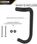 Aluminum 90 Degree Offset Door Pull Black Anodized 1 Inch 10 Inch Center with mounting hardware shown