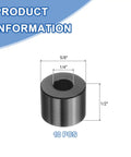 Ten Piece Aluminum Spacer Set One Quarter Inch Bore Five Eighths Inch OD One Half Inch Length Black Anodized Round Unthreaded Standoff Bushings For Do It Yourself Projects And Electronics Durable Corrosion Resistant visible as a single spacer with dimensions labeled.