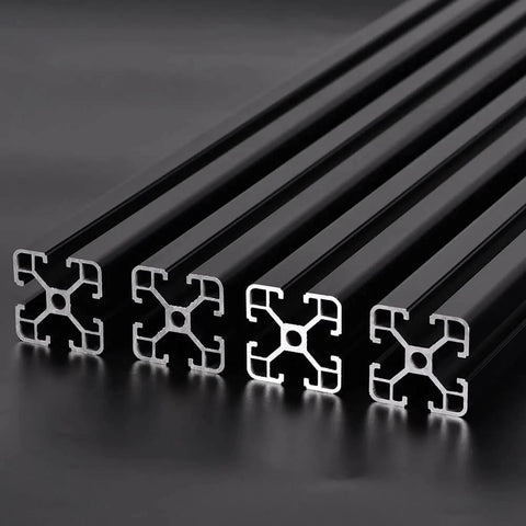 Four Pack 4040 T Slot Aluminum Extrusion Profiles 19.7 Inches European Standard Anodized Linear Rail Black Finish 500mm Length