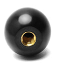 Close-up of a Five Pack 3/8-16 Threaded Ball Knobs For Lawn Mowers 1-3/8 Inch Diameter Bakelite Thermoset Handle Black