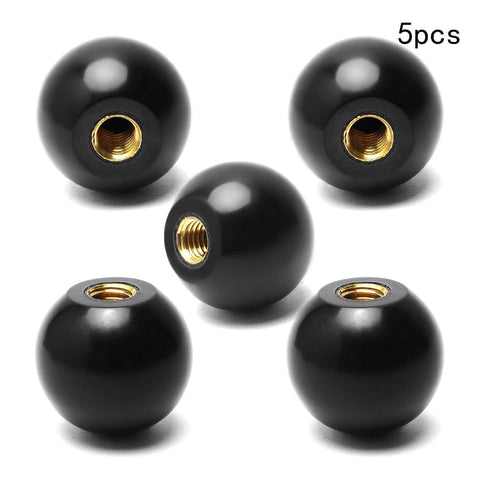 Five Pack 3/8-16 Threaded Ball Knobs For Lawn Mowers 1-3/8 Inch Diameter Bakelite Thermoset Handle Black