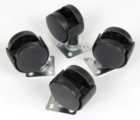 6856SW Set Of 4 Black Ball Caster Wheels For Arts And Crafts Storage Compatible With Super Satchel Cube, 250 Lb Capacity