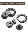 Six Piece Ball Stud Rivet Set With D Ring For Purse Chain Connector And Leather Craft Zinc Alloy Black Ball Post Heads.