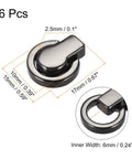 Six Piece Ball Stud Rivet Set With D Ring For Purse Chain Connector And Leather Craft Zinc Alloy Black Ball Post Heads 17mm x 15mm x 2.5mm