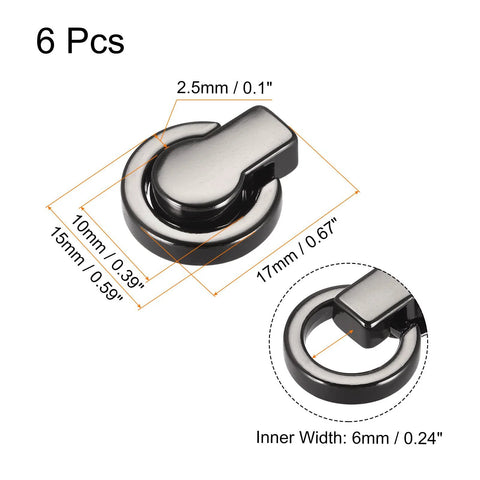 Six Piece Ball Stud Rivet Set With D Ring For Purse Chain Connector And Leather Craft Zinc Alloy Black Ball Post Heads 17mm x 15mm x 2.5mm