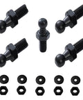 Image of 5pcs 10mm Ball Studs with Hardware, M6 Ball Screws 6mm Female Thread x 1/2" Long Shank for Gas Struts Lift Support Strut Fitting (Black, M6 5pcs) with washers and nuts.