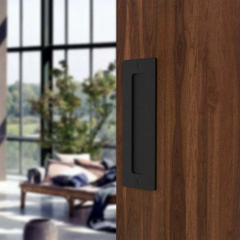 7 Inch Black Barn Door Handle Finger Pull Set Two Pack Heavy Duty Invisible Handle For Gates Garages Sheds Barn Doors