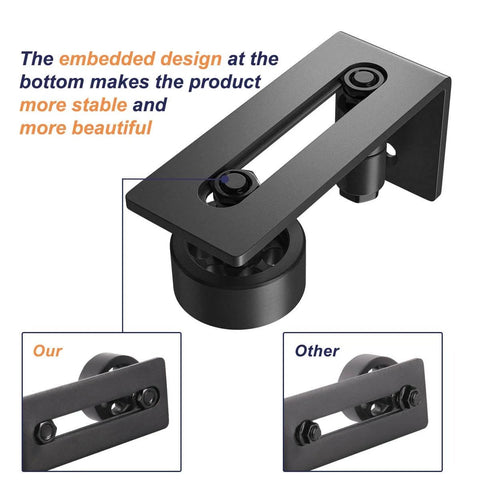 Sliding Barn Door Floor Guide for Bottom Adjustable Roller - Flush Bottom Flat Design in Black with 8 Setup Options