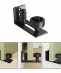 Sliding Barn Door Floor Guide for Bottom Adjustable Roller - 8 Setup Options for DIYers - Flush Design Bottom Flat Barn Door Floor Guide Stay Roller (Black) 1PCS, showing multiple angles including flush design.