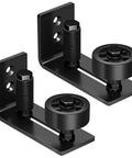 2 Pack Barn Door Floor Guide Wall Mount Stay Roller,8 Setup Options, Flush Bottom,Black Powder Coated,Felt Strip, Countersunk Holes for Barn Door