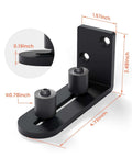 Sliding Barn Door Bottom Floor Guide With Adjustable Wall Mount Roller Guides, Flush Flat Bottom Design, stable black steel
