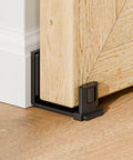 Sliding Barn Door Bottom Floor Guide with Adjustable Roller, Wall Mount, Black, Fits up to 2" Thickness Door, Installed on Floor