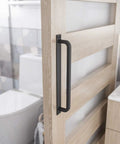 Antique Rustic 12 Inch Barn Door Handle Black Flush Long Base Pull for Gate Shed Garage installed on bathroom door