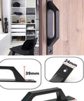 Sliding Barn Door Handle For Wooden Doors 19.6 Cm Long, Antique Two-Piece Door Pull In Matte Black Finish, installed on door