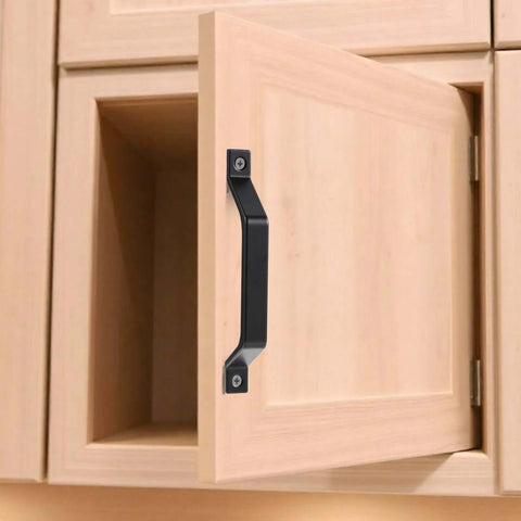 2 Pack Black Barn Door Handle 6.1 Inch Door Pull Handle for indoor outdoor sliding doors gate fence shed cabinet drawer garage durable corrosion resistant metal easy to install