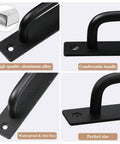 Close-up of 12 Pack Black Barn Door Handles 5.8 Inch Aluminum Alloy Cabinet Pulls with 24 Screws showing handle details and material quality.
