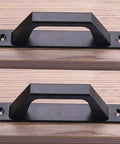 Sliding Barn Door Handle For Wooden Doors 19.6 Cm Long, Antique Two-Piece Door Pull In Matte Black Finish, carbon steel