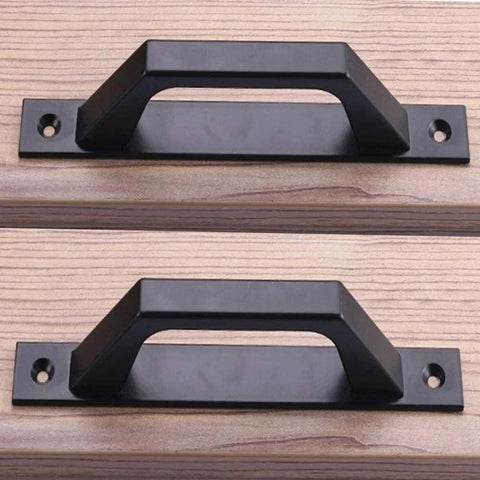 Sliding Barn Door Handle For Wooden Doors 19.6 Cm Long, Antique Two-Piece Door Pull In Matte Black Finish, carbon steel
