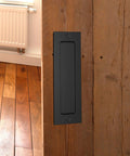 7 Inch Sliding Barn Door Handle Flush Pull For Sliding Doors Cabinets Closets And Drawers Black Set Of 2 Heavy Duty Satin Black Finish
