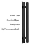 Rustic Barn Door Handle For Sliding Doors, Heavy Duty Long Base Gate Pull, Solid Steel With Frosted Black Finish, shown front view