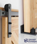6.8 ft heavy duty sliding barn door hardware kit in black with I shape hanger and floor guide