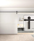 10 Foot Barn Door Hardware Kit For Single Sliding Door Heavy Duty Black Carbon Steel Track And J Shape Rail Installed