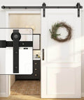 J Shape 4 Foot Barn Door Hardware Kit For Single Sliding Door In Black Carbon Steel Heavy Duty Track System With Easy Install
