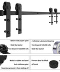 6Ft Barn Door Hardware Kit Double Sliding Door System Black Carbon Steel Heavy Duty Track Rail J Shape Side Mounted Easy