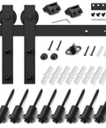10FT Sliding Barn Door Hardware Kit, Heavy Duty Track-Smoothly and Quietly-Includes Detailed Installation Instruction, black components