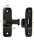 Barn Door Latches,Black 90/180 Degree Gate Lock showing dimensions, Zinc Alloy Right Angle Door Lock Latch