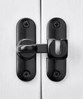 Black Barn Door Latches,90/180 Degree Gate Lock,Flip Gate Latches Hardware installed on white door