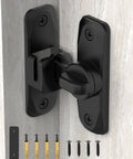 90/180 Degree Barn Door Lock, Small Flip Gate Latches Hardware, Security Sliding Door Latch Lock fo Cabinets, Barn, Bathroom, Garden (Black-1Pc) shown with installation screws