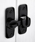 Black 90/180 Degree Gate Lock, Zinc Alloy Right Angle Door Lock Latch on white cabinet door for secure closure