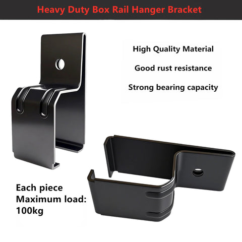 Box Rail Hanger Bracket Heavy Duty Barn Door Hardware 4 Pack Black Bolts Included For Mounting Rail On Barn Doors With 100 Kg Load Capacity Per Bracket Made Of Galvanized Steel Universal Fit For Standard 1-3/4 x 2-3/8 Inch Channels Adjustable Bend Tab