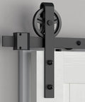 Sliding Barn Door Hardware Roller Set Black Carbon Steel Spoke Wheel Hanger Kit With 2 Rollers 2 End Caps Floor Guide And 8 Spacers