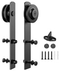 Black Barn Door Rollers With Silencer Design, Heavy Duty 350 Lb Capacity For 1 3/8 To 1 3/4 Inch Thick Doors, Carbon Steel Hangers
