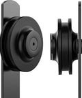 Black Barn Door Rollers With Silencer Design, Heavy Duty 350 Lb Capacity For 1 3/8 To 1 3/4 Inch Thick Doors, Carbon Steel Hangers And Quiet POM Wheels, 2 Pack