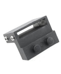 Close-up view of 2 Pack 40x50mm Black Barn Door Stopper For Sliding Doors With Flat Track Roller Limiter Rail Durable Rubber And Aluminum Construction