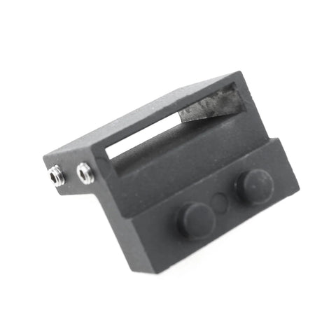 Close-up view of 2 Pack 40x50mm Black Barn Door Stopper For Sliding Doors With Flat Track Roller Limiter Rail Durable Rubber And Aluminum Construction