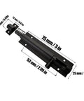 Two Pack 3 Inch Barrel Bolt Lock Heavy Duty Slide Latch For Doors Black Aluminum Alloy Security Lock, dimensions shown