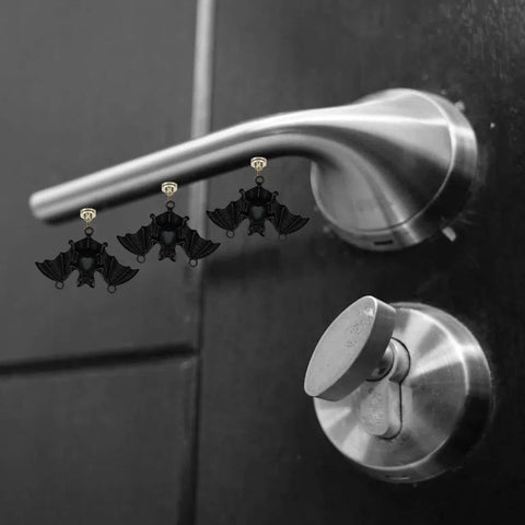 Black Bat Hinge Head Door Decor Magnetic Pin Topper For Door Hinges Whimsical Home Decoration installed on door hinge