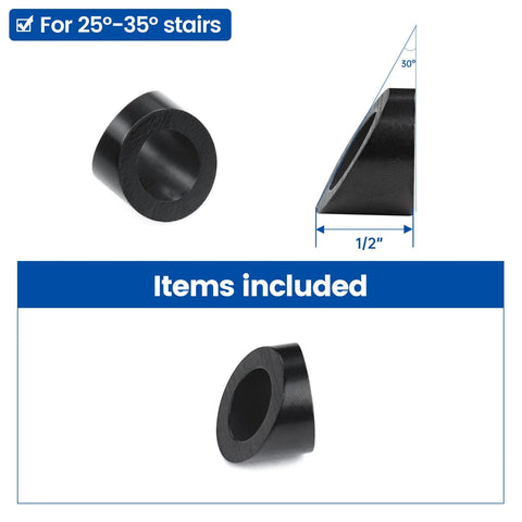 Black Angle Beveled Washer 25 30 35 Degrees For 1/8 Cable Railing CR60 20 Pack dimensions and shape details